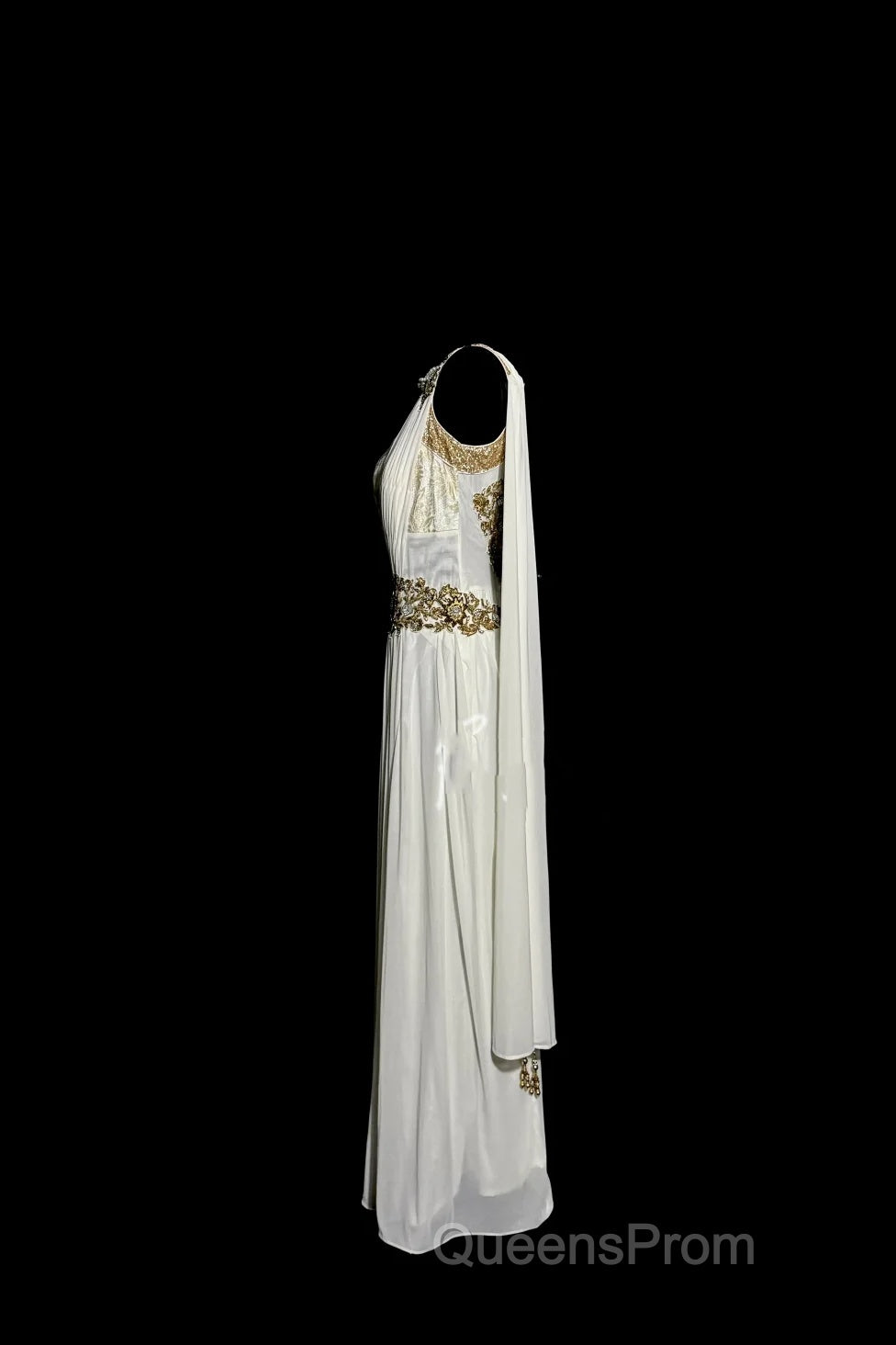 Aesthetic A Line Square Neckline White Chiffon Evening Prom Dress Ruffle Long Party Dress Secondary image