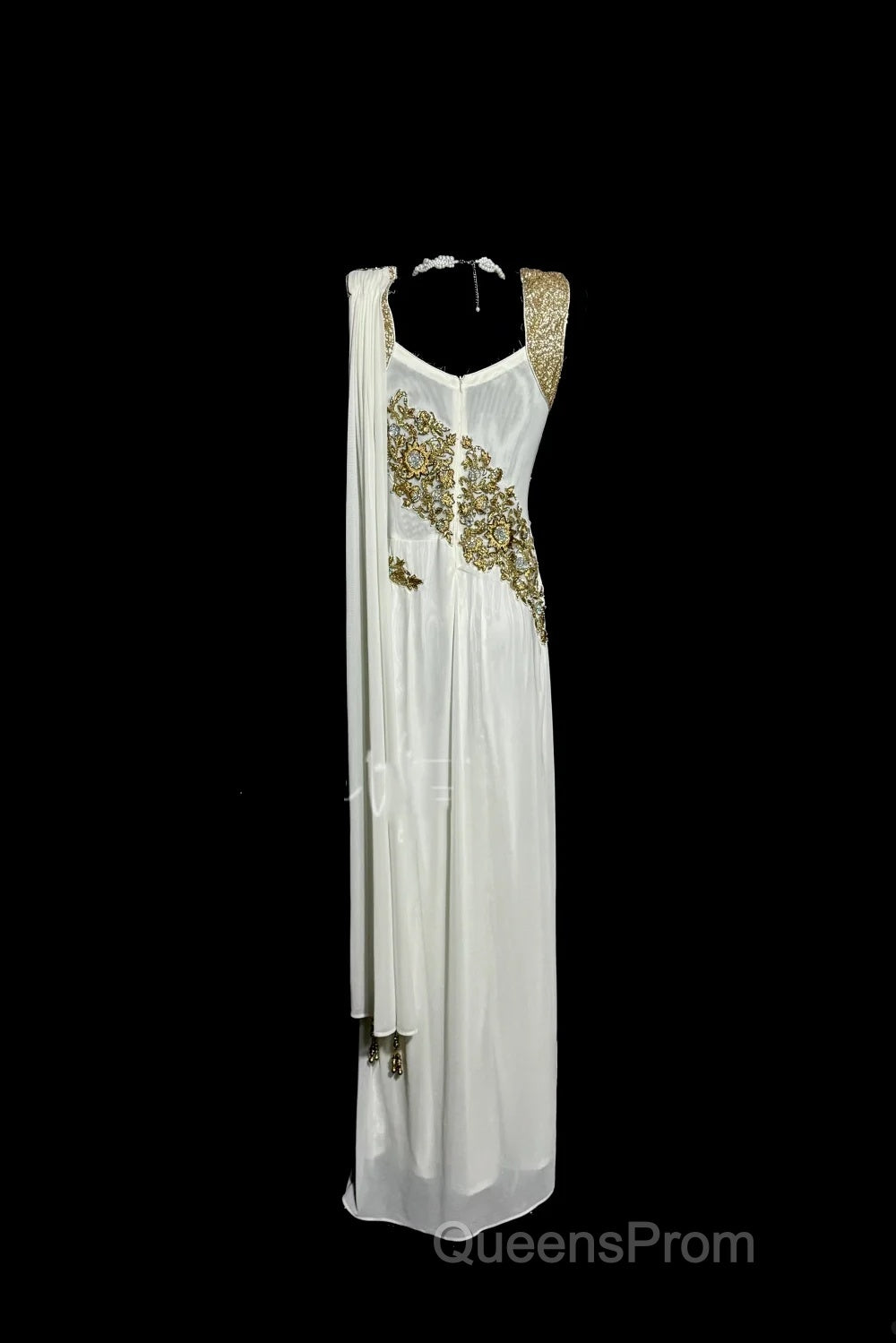 Aesthetic A Line Square Neckline White Chiffon Evening Prom Dress Ruffle Long Party Dress