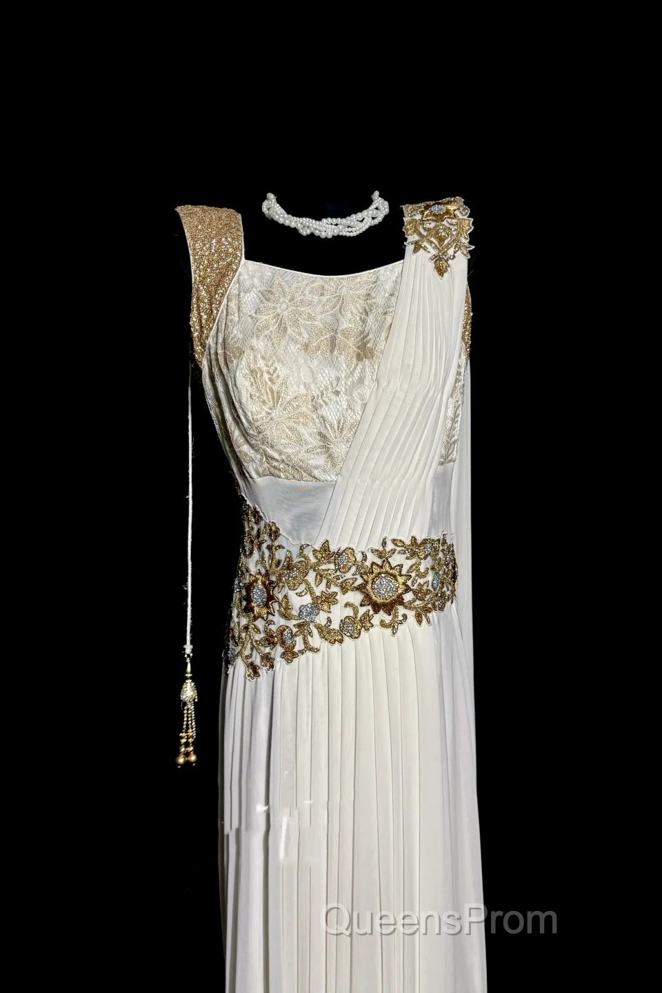 Aesthetic A Line Square Neckline White Chiffon Evening Prom Dress Ruffle Long Party Dress