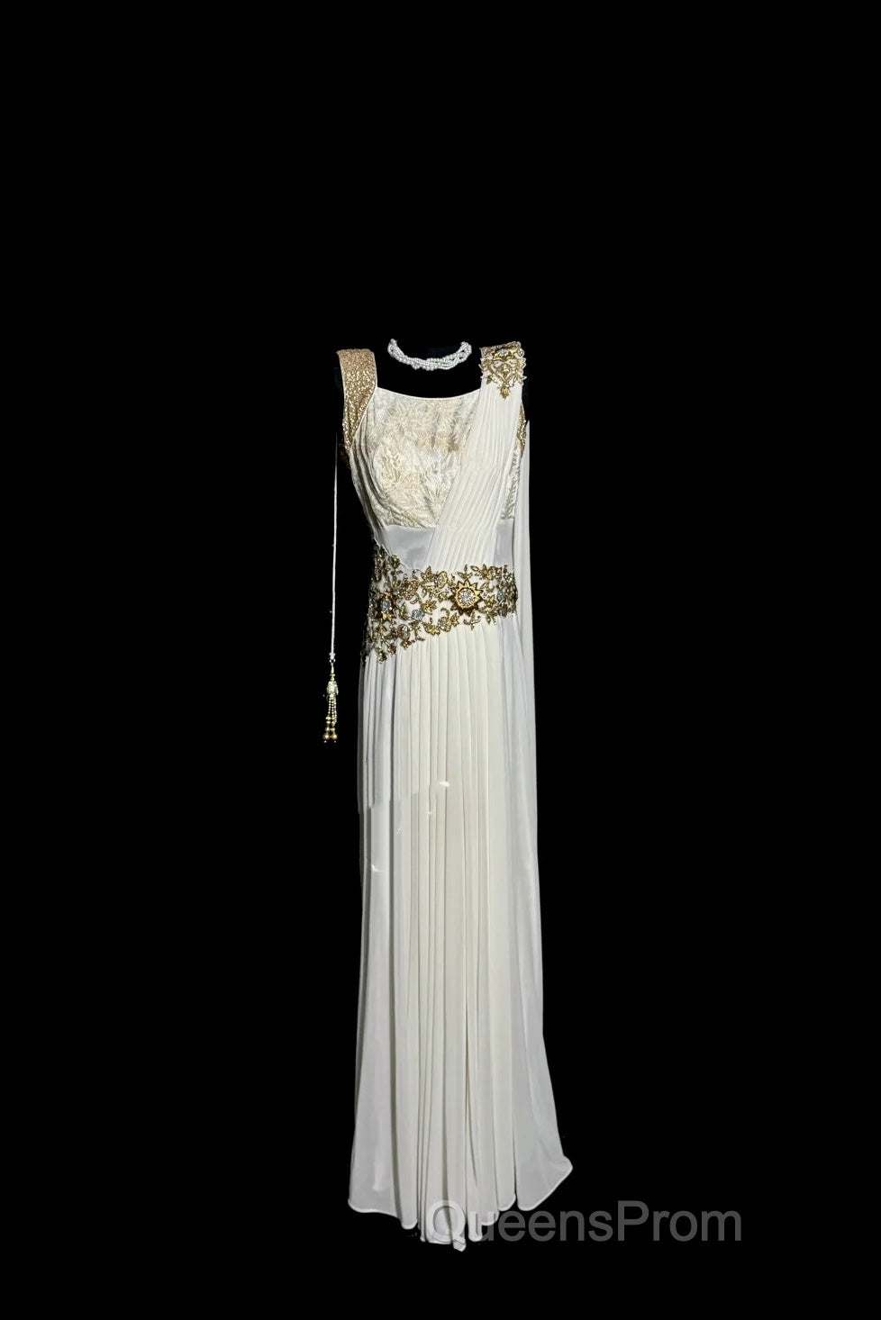 Aesthetic A Line Square Neckline White Chiffon Evening Prom Dress Ruffle Long Party Dress