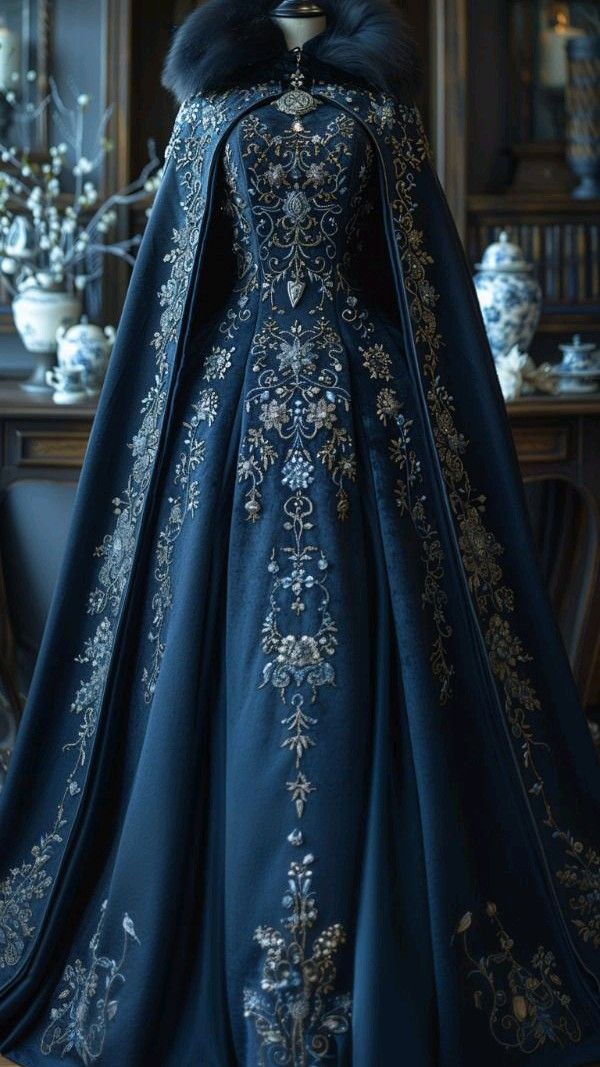 Aesthetic Ball Gown High Neckline Navy Blue Party Dress Long Classy Prom Dress Classy Evening Dress Main image