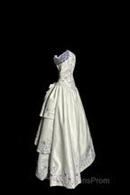 Aesthetic Ball Gown Off The Shoulder White Evening Prom Dress Ruffle Long Party Dress