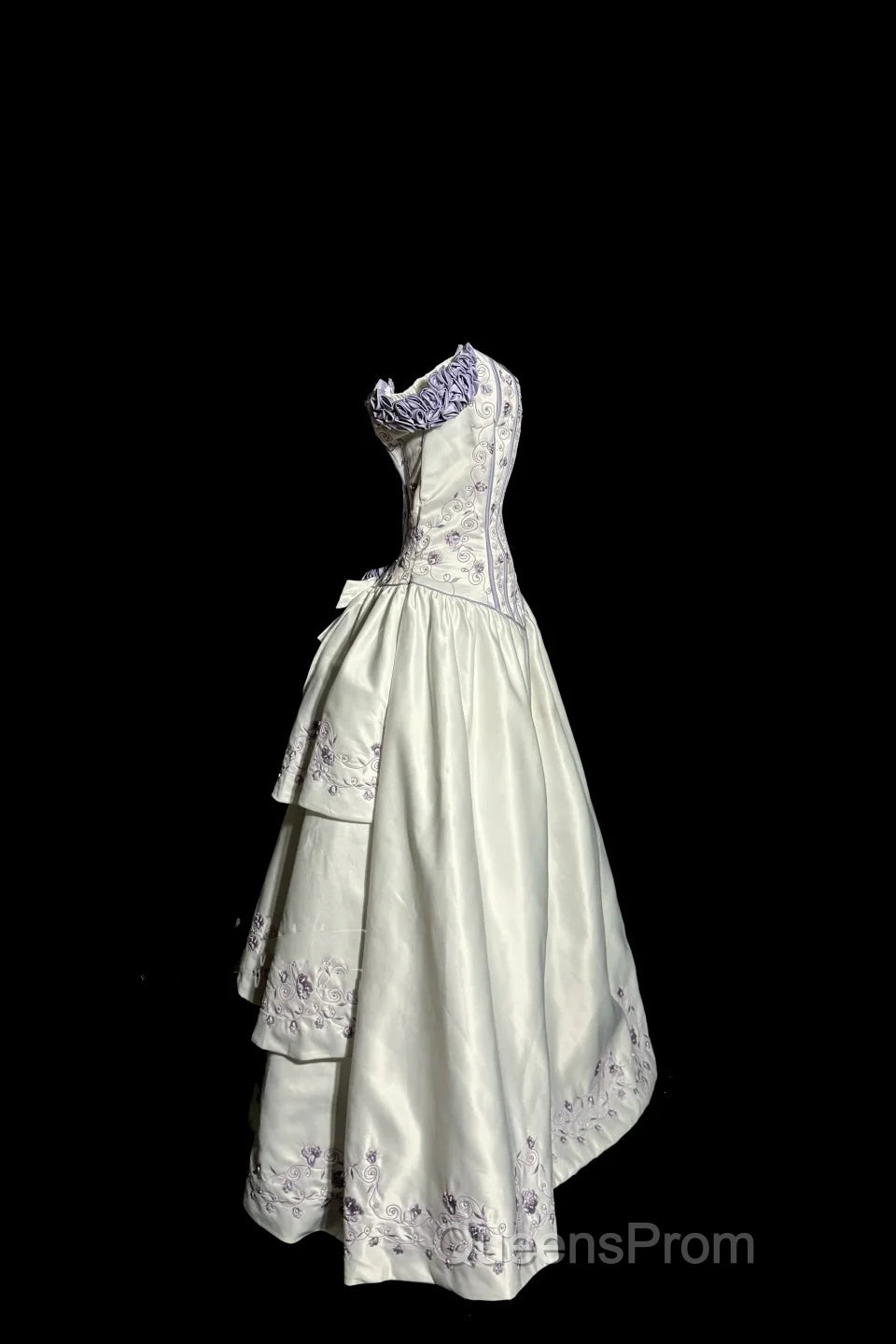 Aesthetic Ball Gown Off The Shoulder White Evening Prom Dress Ruffle Long Party Dress