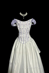 Aesthetic Ball Gown Off The Shoulder White Evening Prom Dress Ruffle Long Party Dress