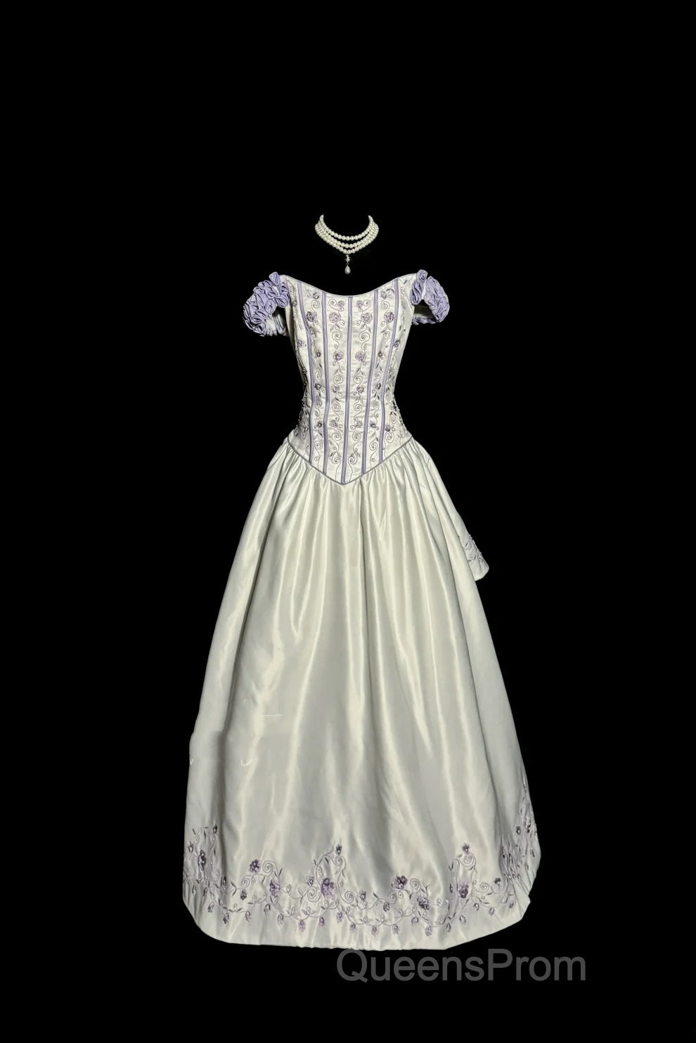 Aesthetic Ball Gown Off The Shoulder White Evening Prom Dress Ruffle Long Party Dress