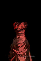 Aesthetic Ball Gown Strapless Burgundy Taffeta Evening Prom Dress Ruffle Long Party Dress