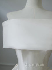 Aesthetic Ball Gown Strapless Ivory Satin Long Wedding Dress Brides Dress