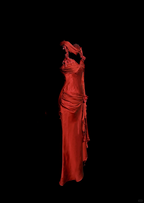 Aesthetic Mermaid Halter Neckline Red Satin Classy Prom Dress Ruffle Long Party Dress