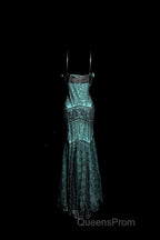 Aesthetic Mermaid Spaghetti Straps Green Evening Prom Dress Long Party Dress