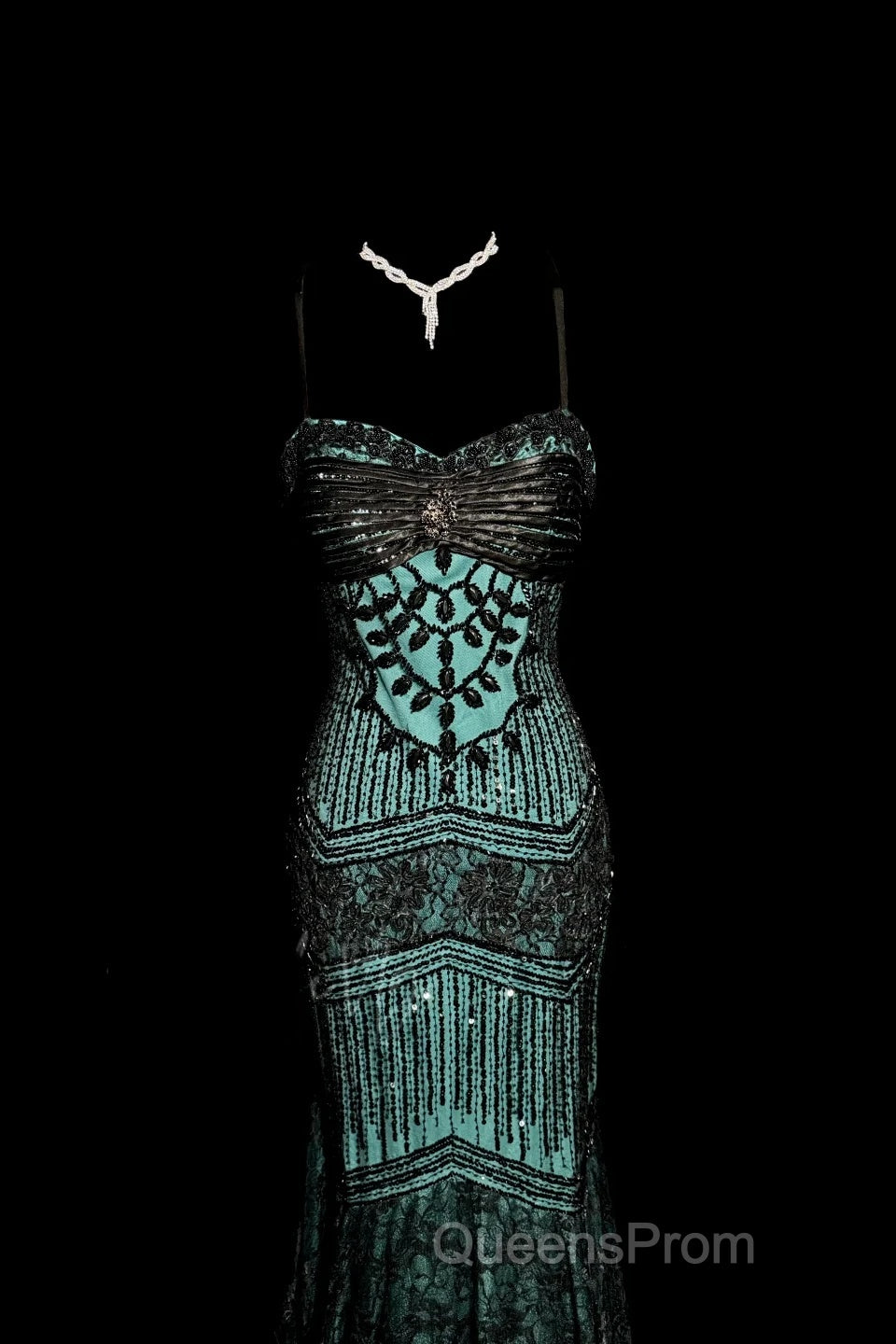 Aesthetic Mermaid Spaghetti Straps Green Evening Prom Dress Long Party Dress