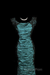 Aesthetic Mermaid Square Neckline Blue Taffeta Evening Prom Dress Ruffle Long Party Dress