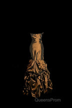 Aesthetic Mermaid Strapless Neckline Brown Taffeta Evening Prom Dress Ruffle Long Party Dress