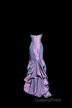Aesthetic Mermaid Strapless Neckline Grape Taffeta Evening Prom Dress Ruffle Long Party Dress