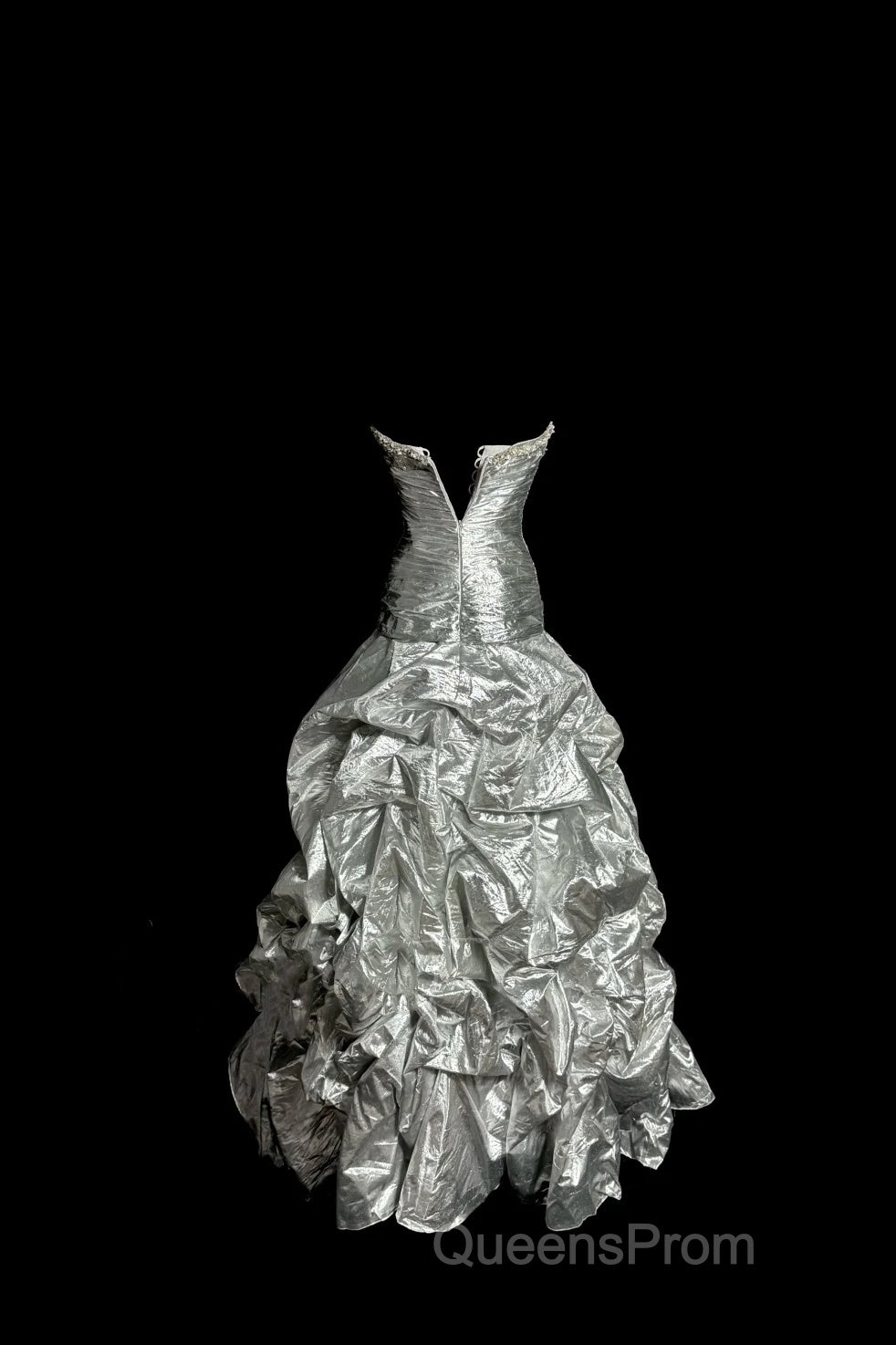 Aesthetic Mermaid Sweetheart Neckline Gray Taffeta Evening Prom Dress Ruffle Long Party Dress Secondary image