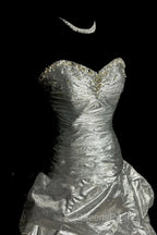 Aesthetic Mermaid Sweetheart Neckline Gray Taffeta Evening Prom Dress Ruffle Long Party Dress