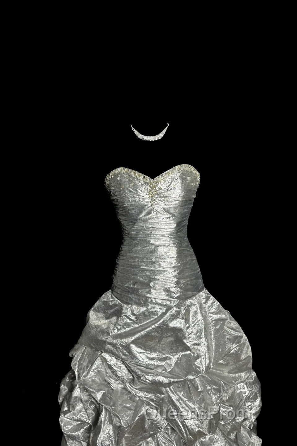 Aesthetic Mermaid Sweetheart Neckline Gray Taffeta Evening Prom Dress Ruffle Long Party Dress