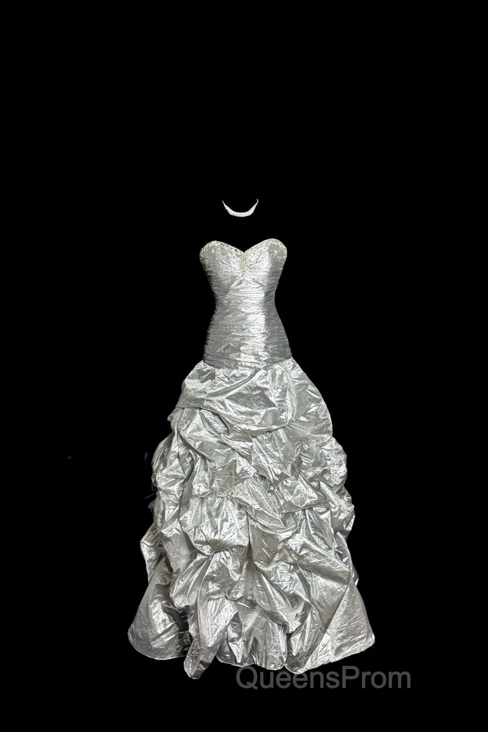 Aesthetic Mermaid Sweetheart Neckline Gray Taffeta Evening Prom Dress Ruffle Long Party Dress