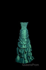 Aesthetic Mermaid Sweetheart Neckline Green Taffeta Evening Prom Dress Ruffle Long Party Dress