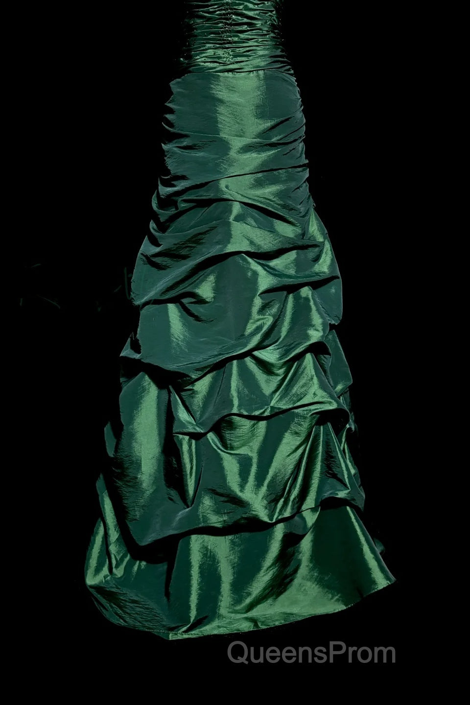Aesthetic Mermaid Sweetheart Neckline Green Taffeta Evening Prom Dress Ruffle Long Party Dress