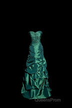 Aesthetic Mermaid Sweetheart Neckline Green Taffeta Evening Prom Dress Ruffle Long Party Dress