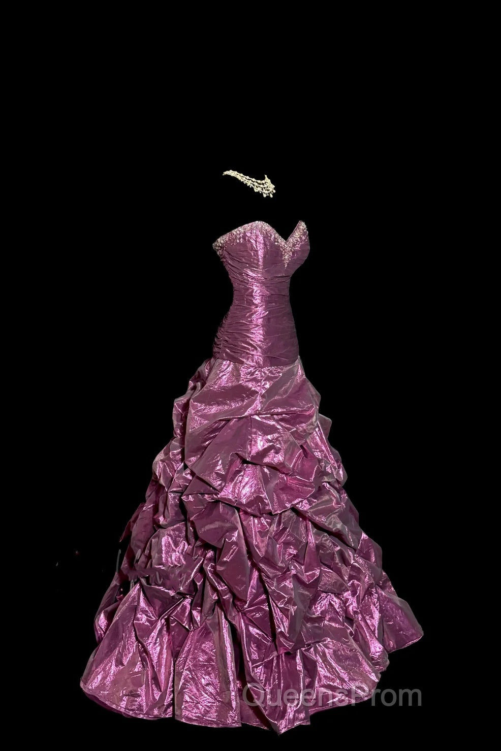 Aesthetic Mermaid Sweetheart Neckline Taffeta Evening Prom Dress Ruffle Long Party Dress
