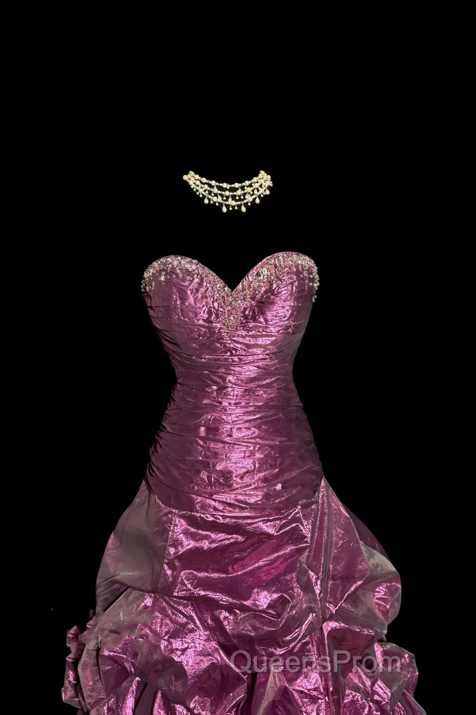 Aesthetic Mermaid Sweetheart Neckline Taffeta Evening Prom Dress Ruffle Long Party Dress