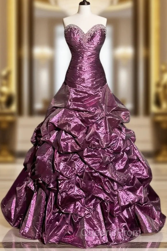 Aesthetic Mermaid Sweetheart Neckline Taffeta Evening Prom Dress Ruffle Long Party Dress Main image