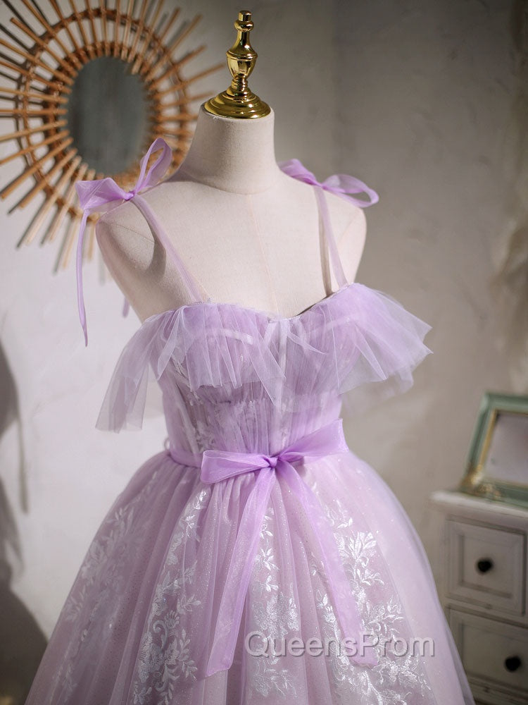Aline Lace Short Purple Evening Prom Dress, Puffy Purple Homecoming Dress Secondary image