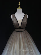 Aline V Neck Tulle Long Evening Prom Dress Tulle Long Evening Graduation Dress