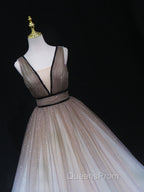 Aline V Neck Tulle Long Evening Prom Dress Tulle Long Evening Graduation Dress