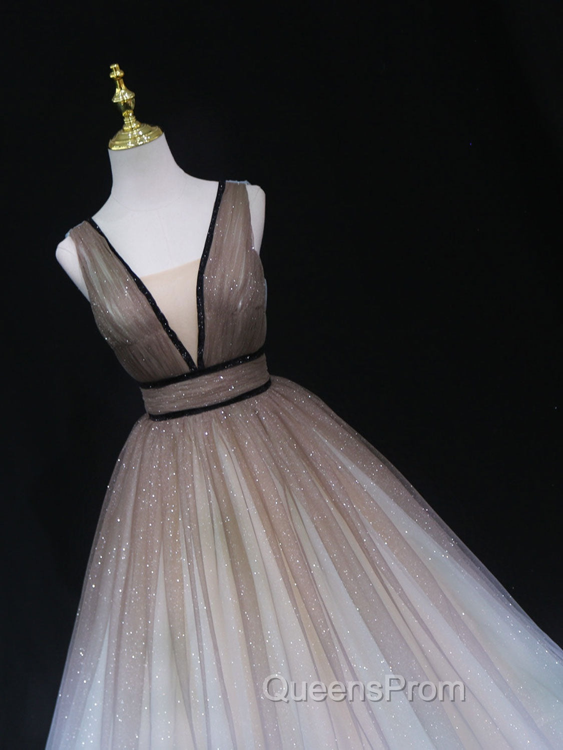 Aline V Neck Tulle Long Evening Prom Dress Tulle Long Evening Graduation Dress
