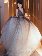 Aline V Neck Tulle Long Evening Prom Dress Tulle Long Evening Graduation Dress