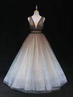 Aline V Neck Tulle Long Evening Prom Dress Tulle Long Evening Graduation Dress