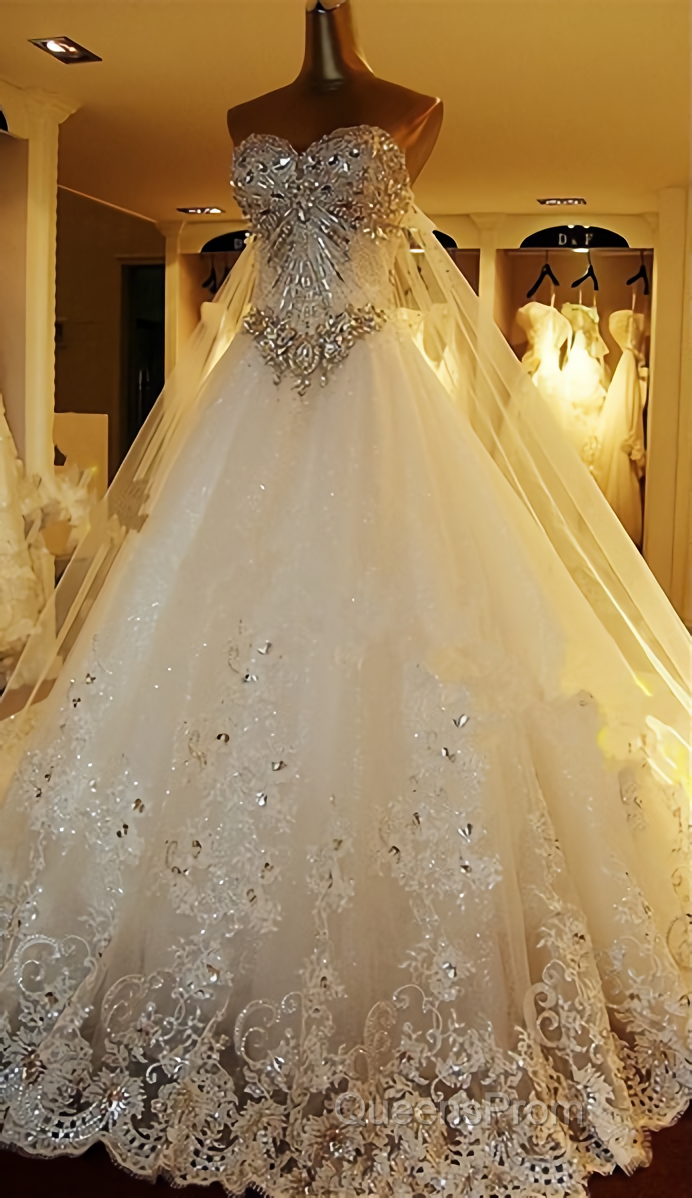 Amazing Bridal Dress Sweetheart Appliques Crystal Beading Classic A Line Bridal Gowns