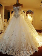Amazing Bridal Dress Sweetheart Appliques Crystal Beading Classic A Line Bridal Gowns