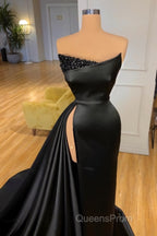 Amazing Long Black Sleeveless Graduation Dress Evening Prom Dress With Split Online