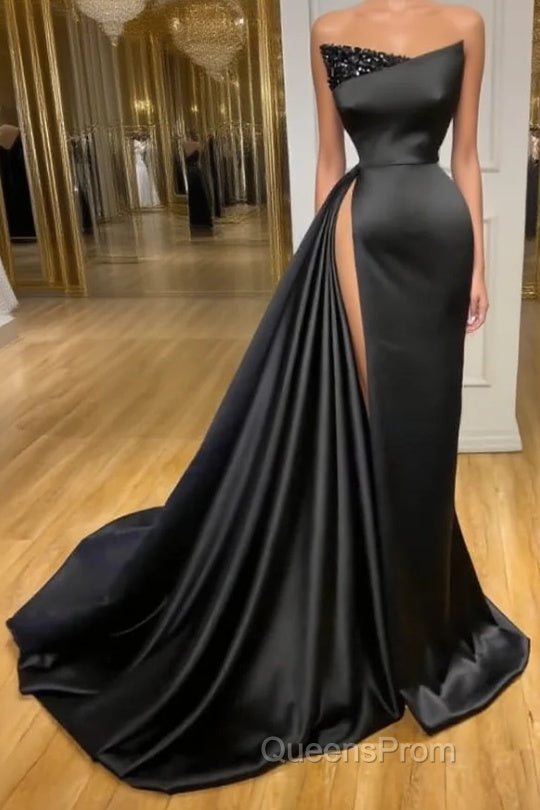 Amazing Long Black Sleeveless Graduation Dress Evening Prom Dress With Split Online Main image