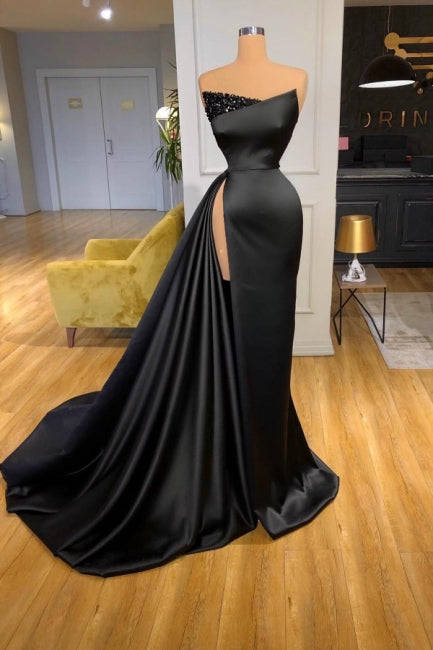 Amazing Long Black Sleeveless Graduation Dresses Prom Dresses With Split Online Main image