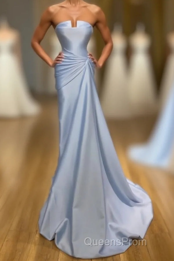 Amazing Long Blue Mermaid Graduation Dress Fabulous Sleeveless Evening Prom Dress Main image