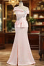 Amazing Pink Mother Of The Bride Dress Mermaid V-neck Cap Sleeves