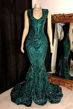 Amazing Sequins Mermaid Evening Prom Dress Sleeveless V-Neck Online