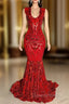 Amazing Sequins Mermaid Evening Prom Dress Sleeveless V-Neck Online