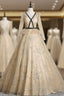 An Extra 40% Off Storewide Champagne Ball Gown Tulle V-neck Long Sleeve Quinceanera Dress