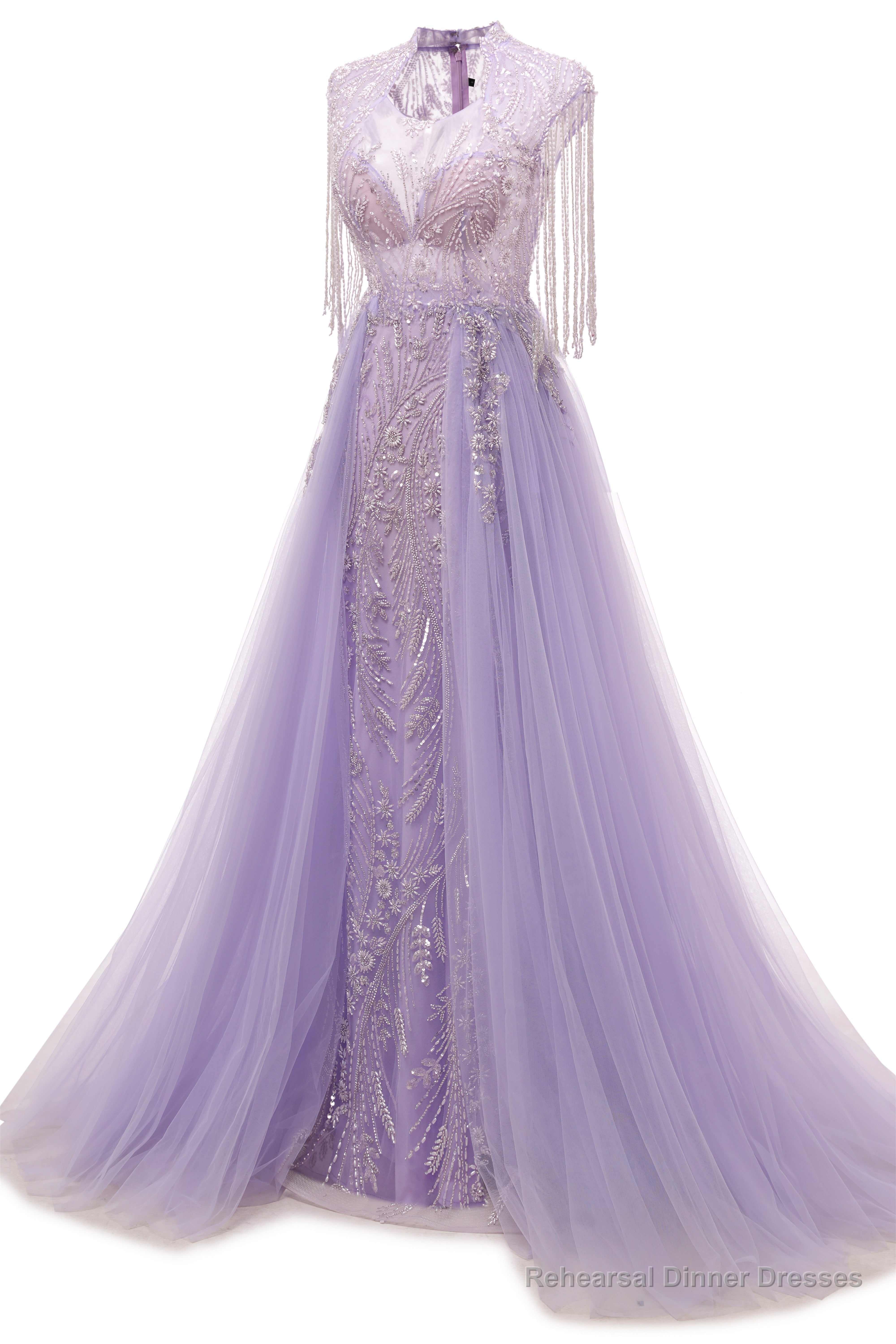 Arabic Purple Elegant A Line Beaded Tassel Luxury Dubai Evening Dresses Gowns For Women Secondary image