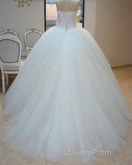 Arabic Sequin Ball Gown Tulle Sweetheart White Wedding Dress
