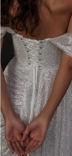 Mermaid Sweep Train Split Front Sequins Luxury Classy Evening Dress