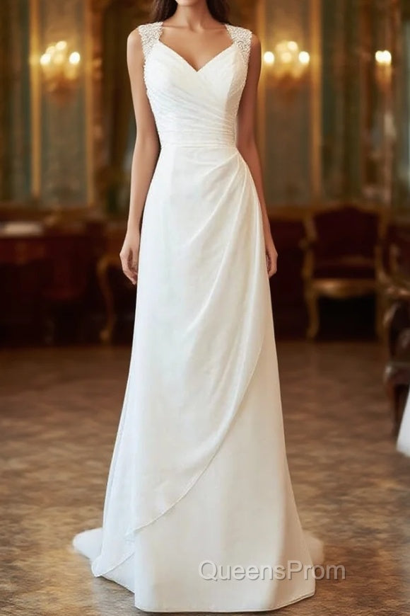 Awesome Long Sheath Lace Chiffon Backless Wedding Dress Main image