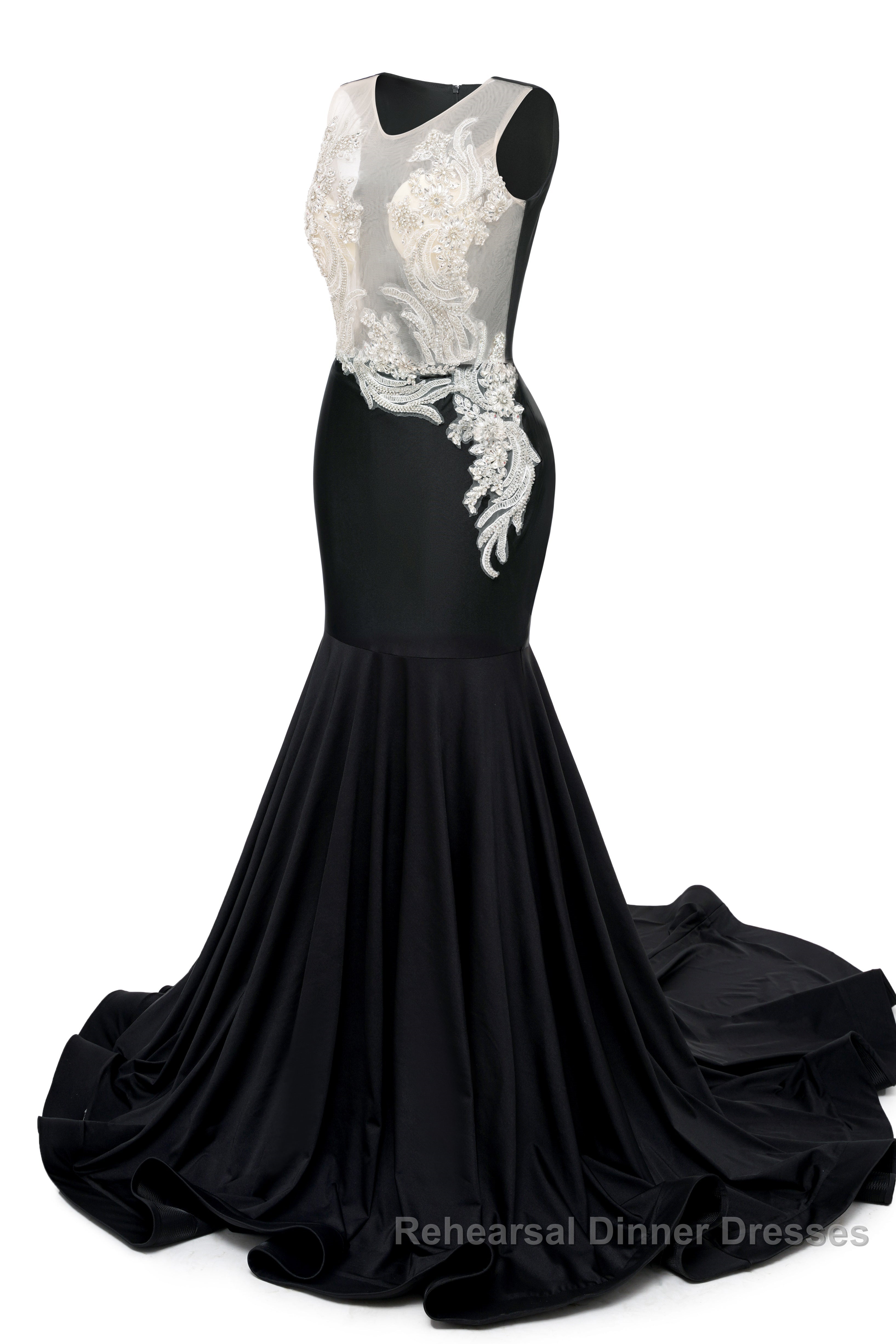Portrait Trumpet Sweep Train Sleeveless Beading Evening Dresses