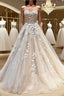 Backless Champagne Lace Wedding Dress, Backless Champagne Lace Formal Evening Prom Evening Dress