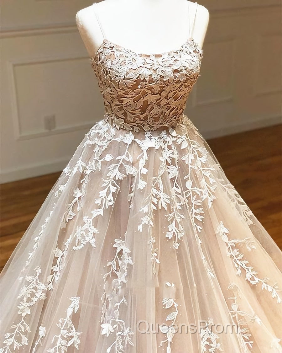 Backless Champagne Lace Wedding Dress, Backless Champagne Lace Formal Evening Prom Evening Dress Secondary image